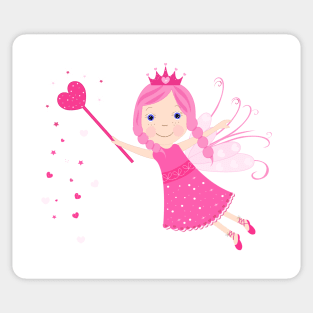 Cute fairy girl holding heart Sticker